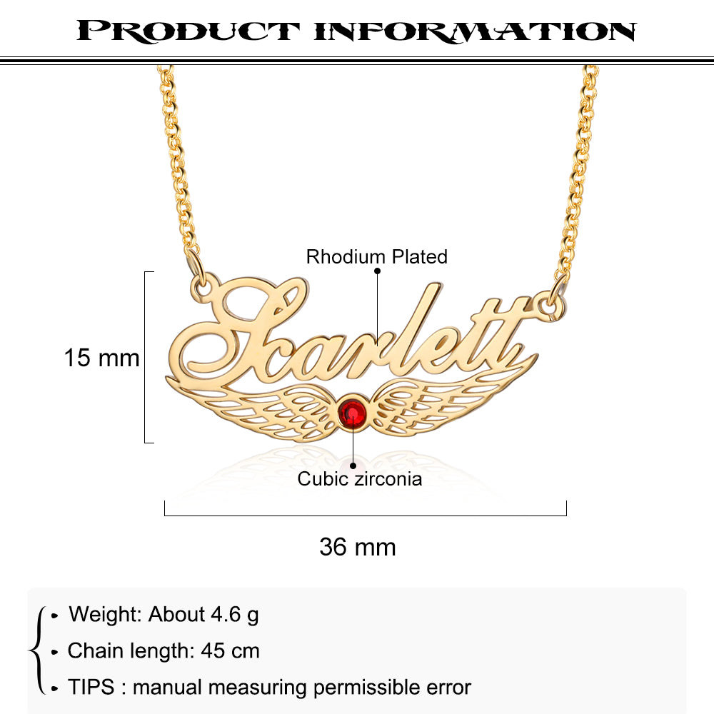 Custom Angel Wing Name Necklace