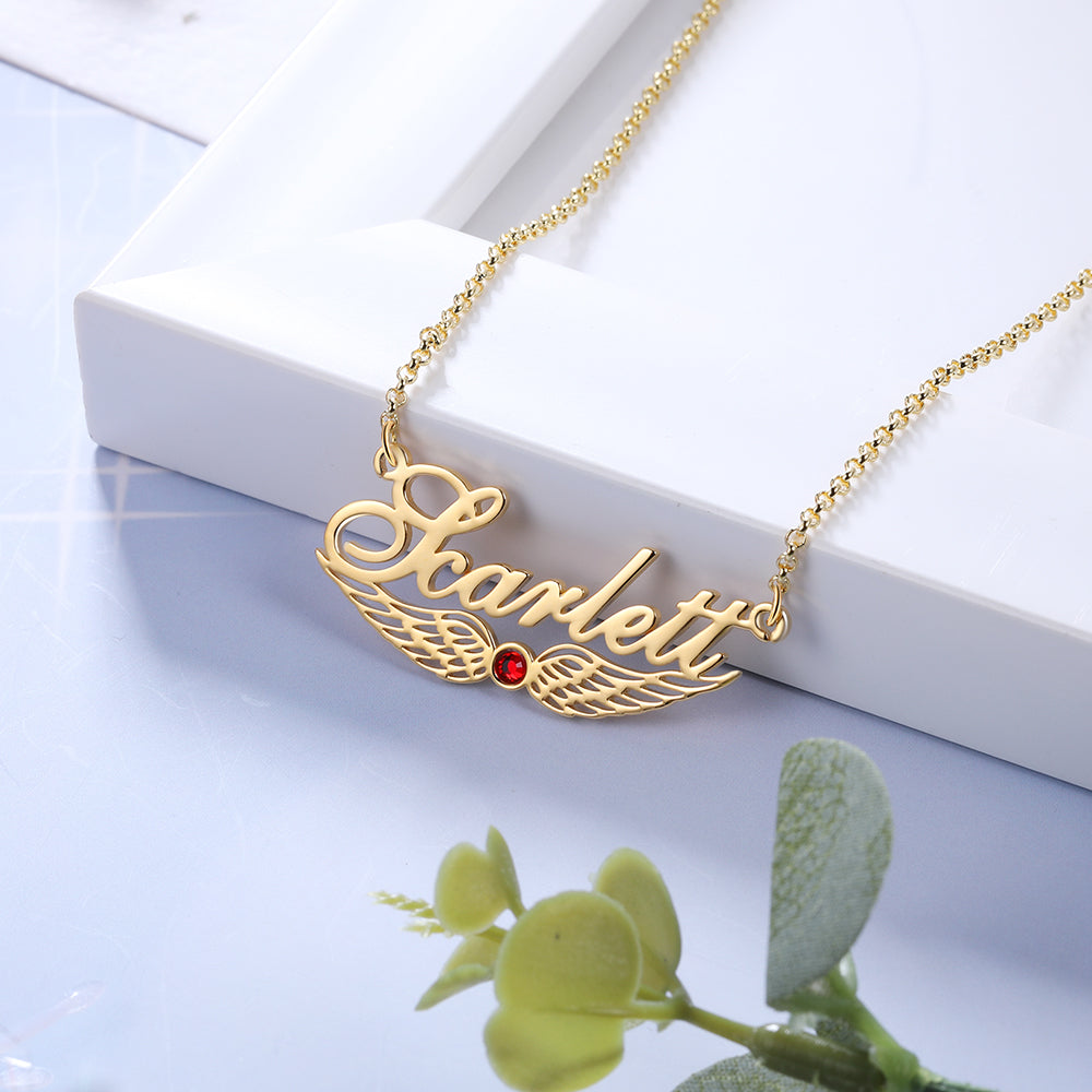 Custom Angel Wing Name Necklace