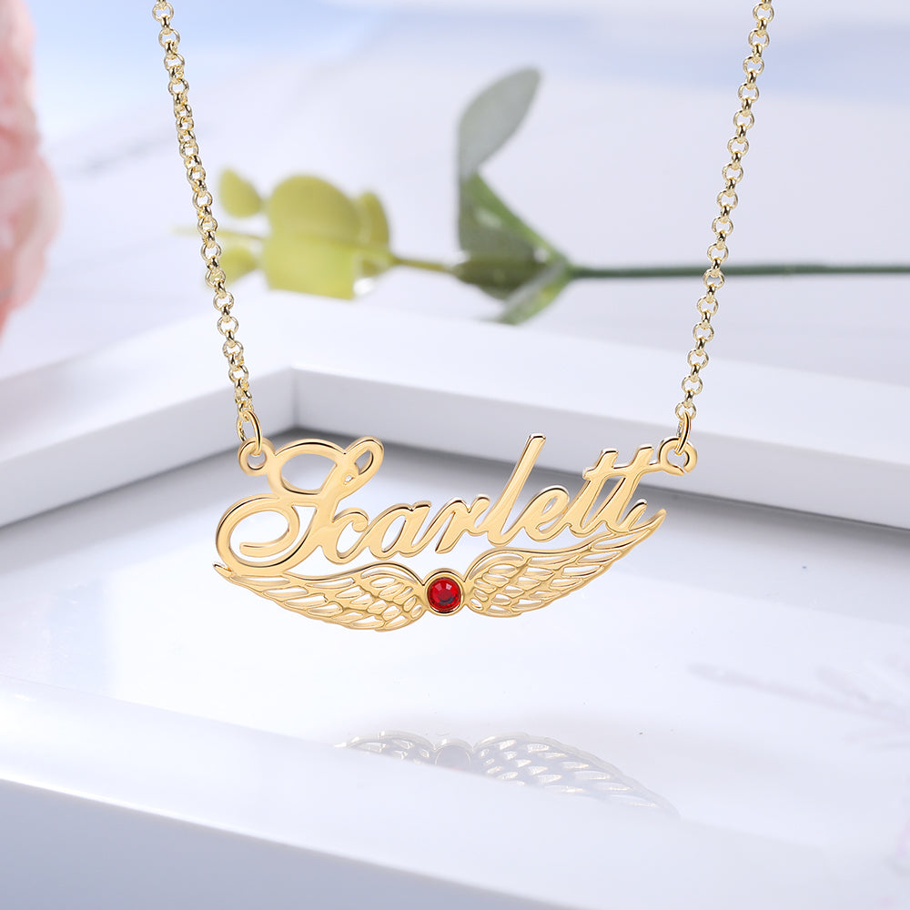 Custom Angel Wing Name Necklace