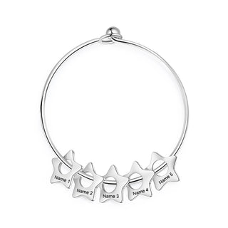 Custom Stainless Steel Star Bangle Bracelet