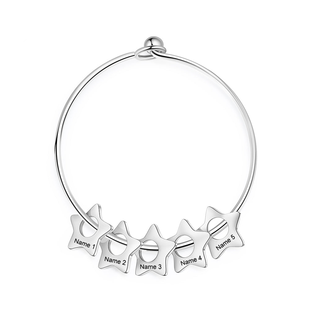 Custom Stainless Steel Star Bangle Bracelet