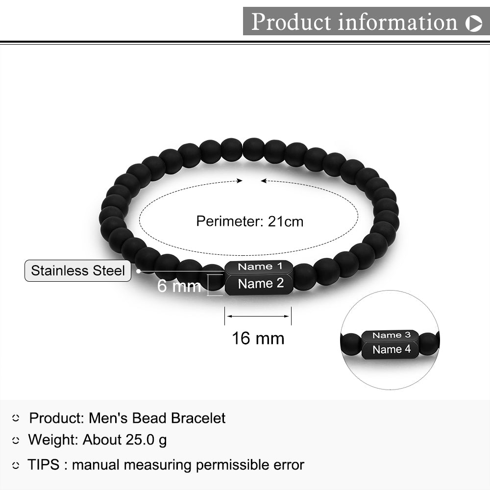 Custom Name Black Bead Bracelet