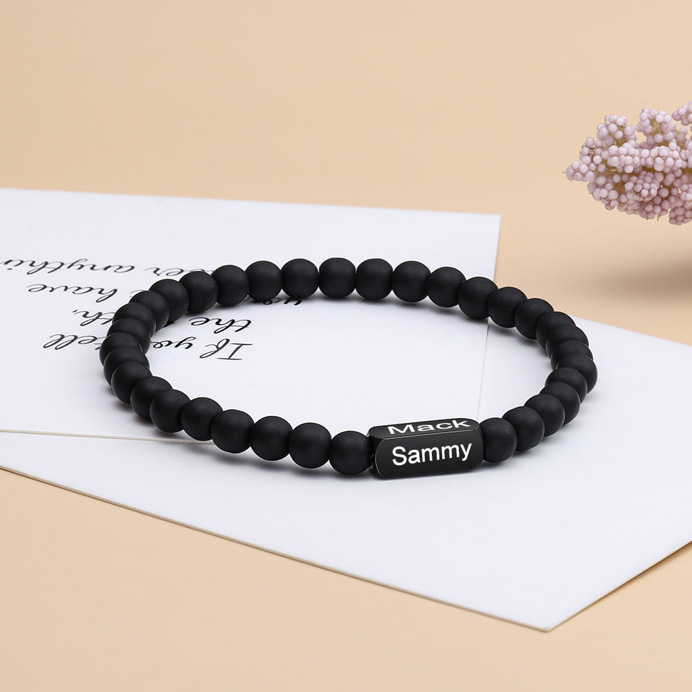 Custom Name Black Bead Bracelet