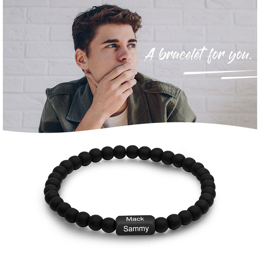 Custom Name Black Bead Bracelet
