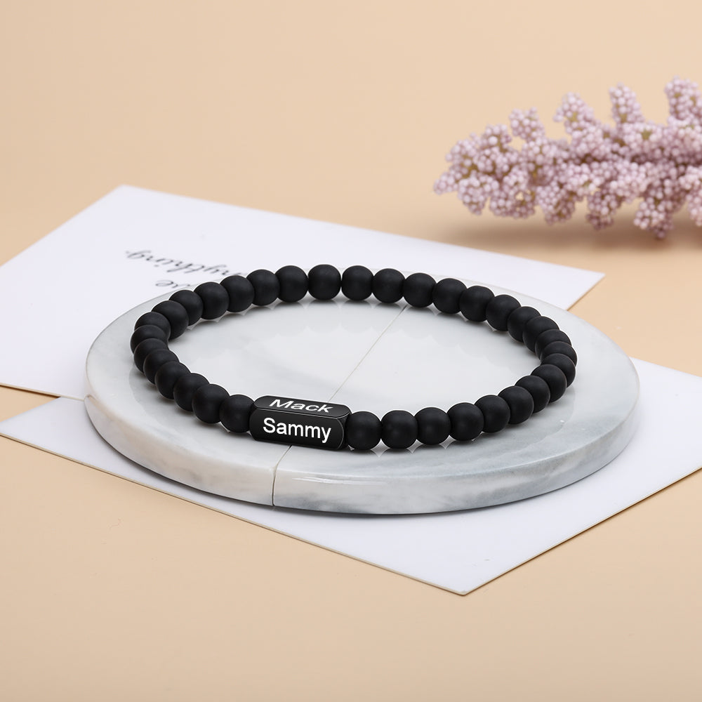 Custom Name Black Bead Bracelet