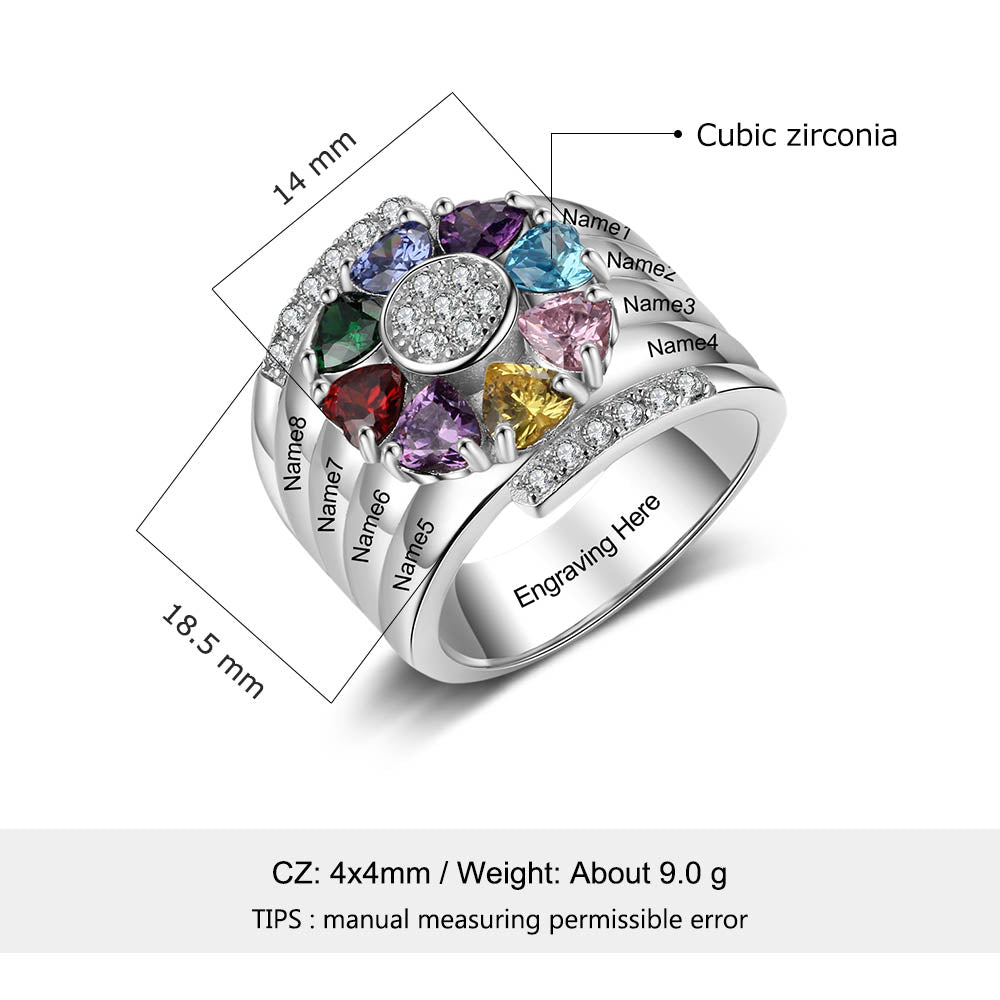 925 Sterling Silver Custom Birthstone Ring