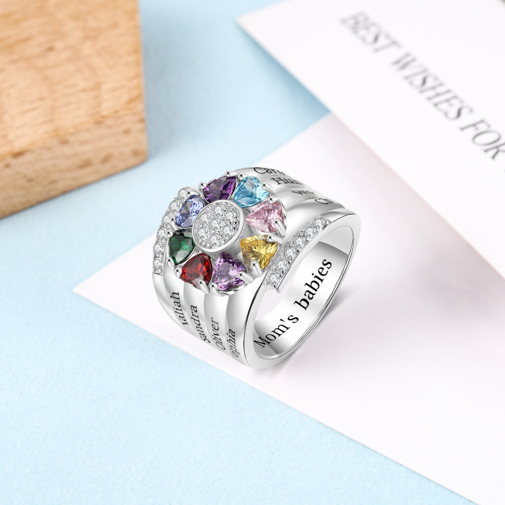 925 Sterling Silver Custom Birthstone Ring