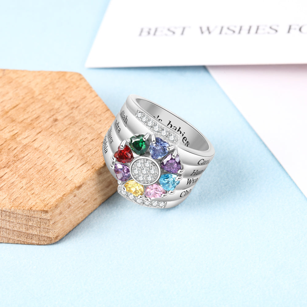 925 Sterling Silver Custom Birthstone Ring