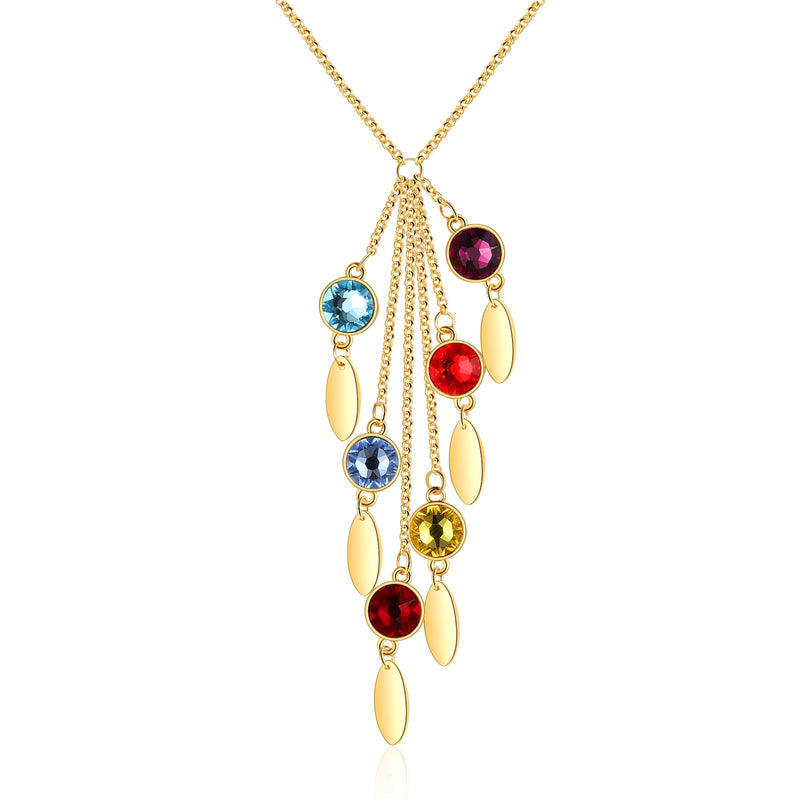Rhodium Plated Wtaer Drop Birthtsone Necklace