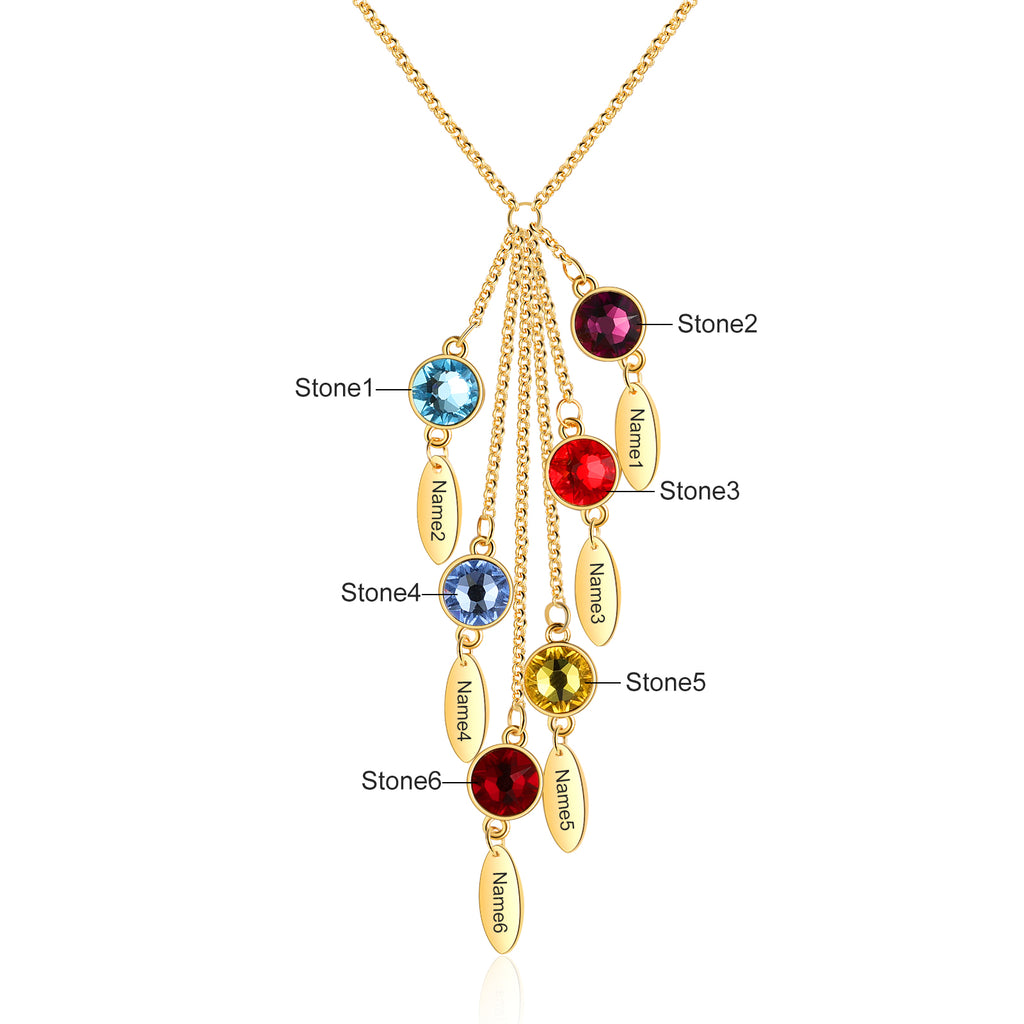 Rhodium Plated Wtaer Drop Birthtsone Necklace