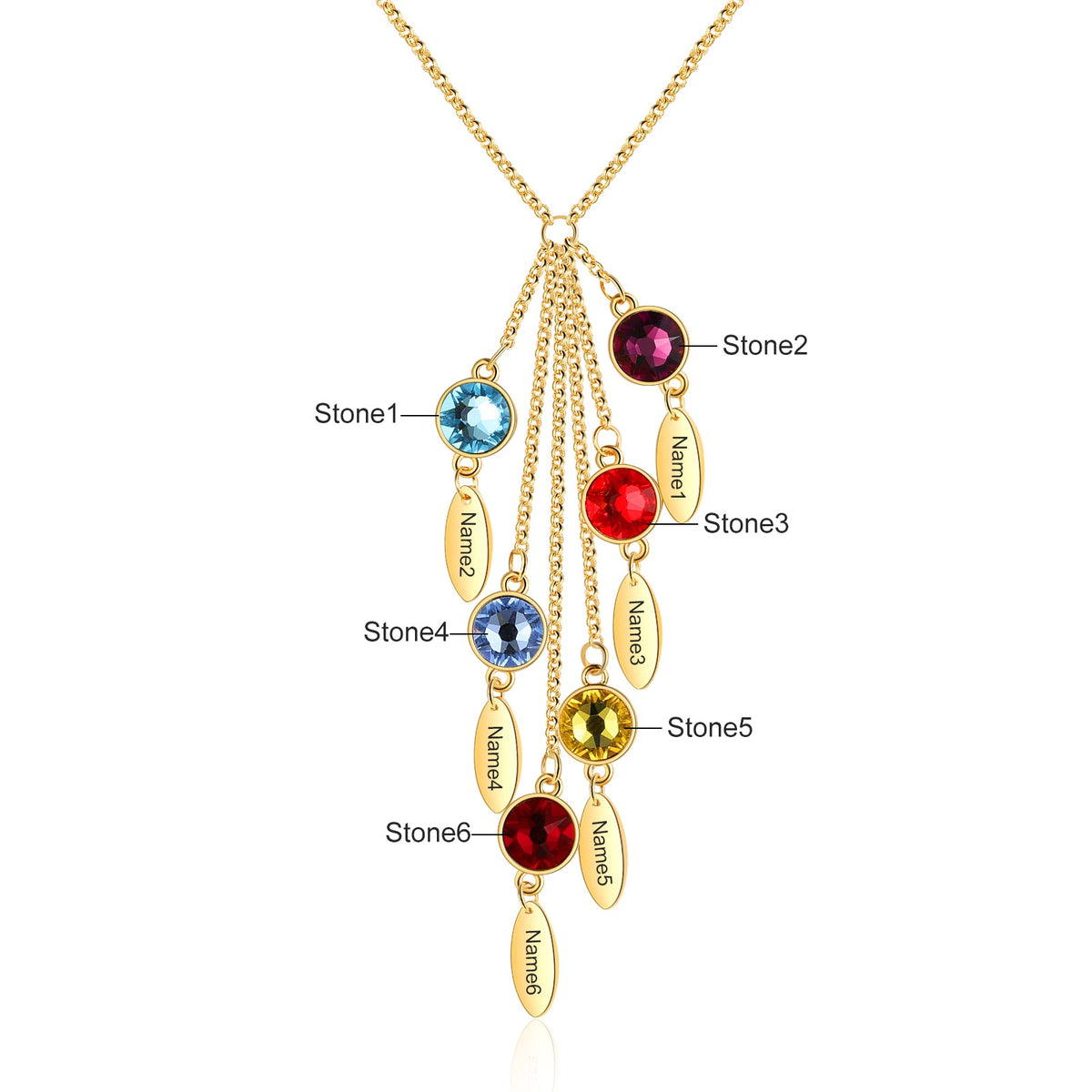 Rhodium Plated Wtaer Drop Birthtsone Necklace