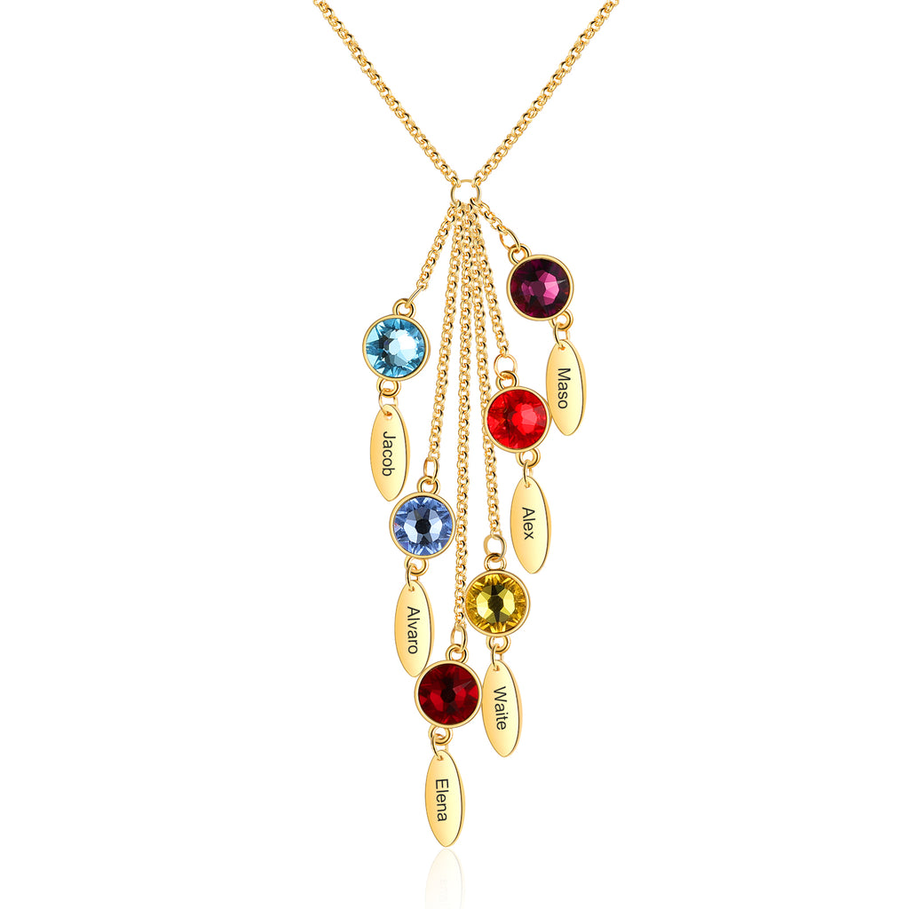 Rhodium Plated Wtaer Drop Birthtsone Necklace