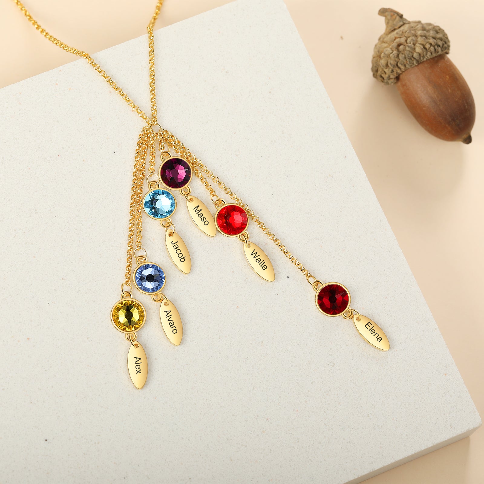 Rhodium Plated Wtaer Drop Birthtsone Necklace