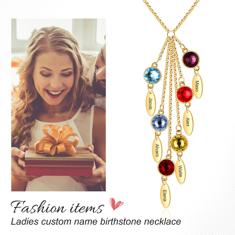 Rhodium Plated Wtaer Drop Birthtsone Necklace