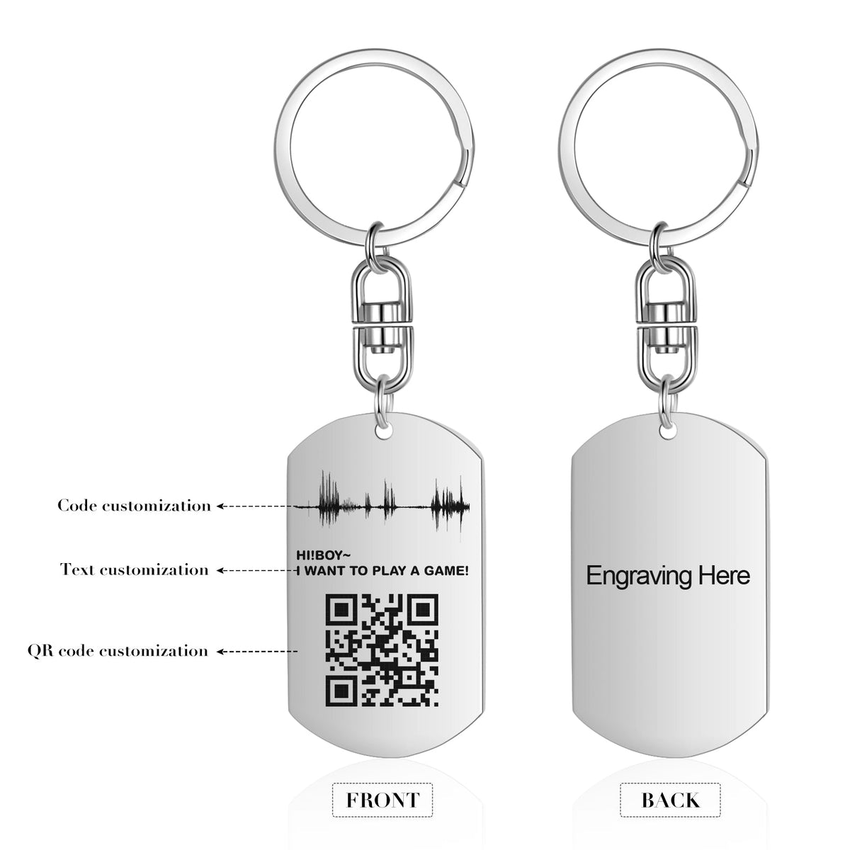 Custom Code Stainless Steel Keychain