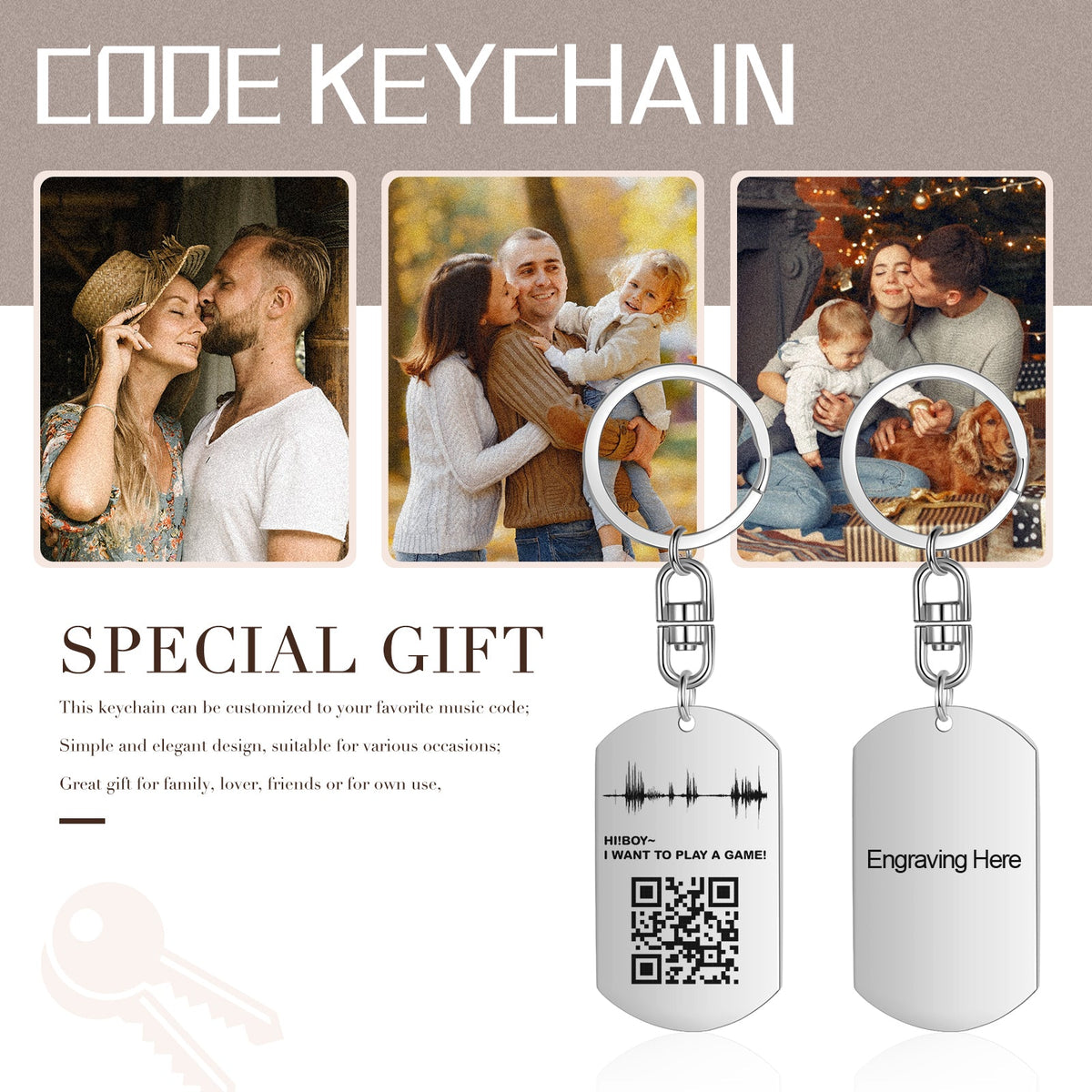 Custom Code Stainless Steel Keychain