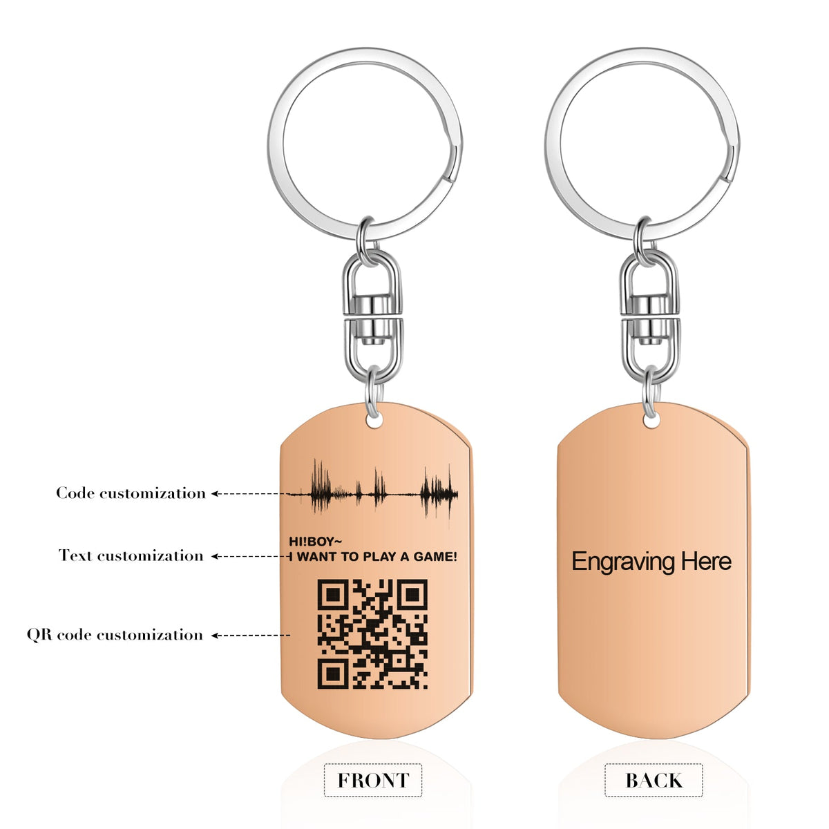 Custom Code Stainless Steel Keychain