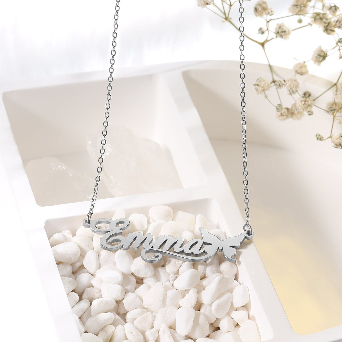 Custom Butterfly Name Necklace