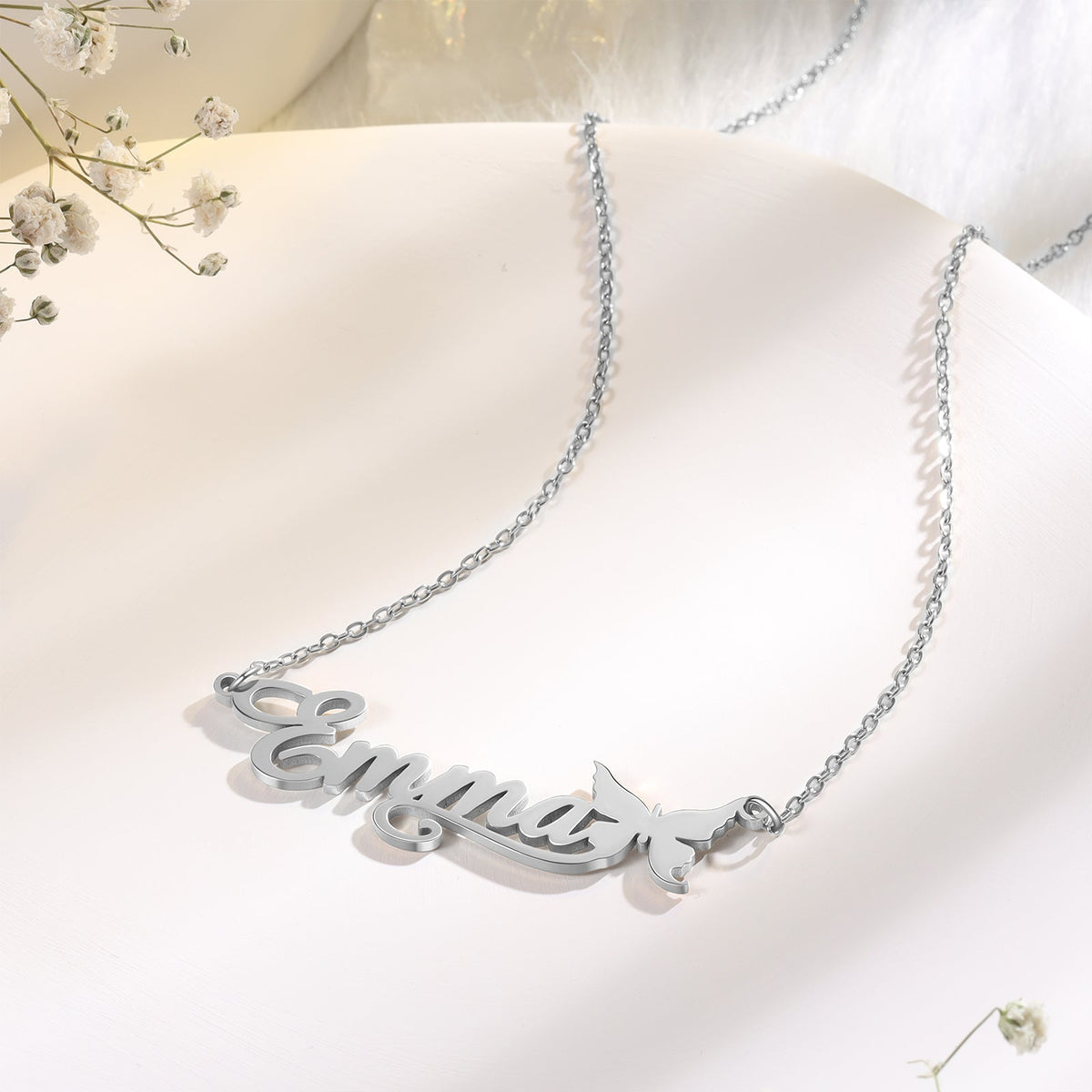 Custom Butterfly Name Necklace
