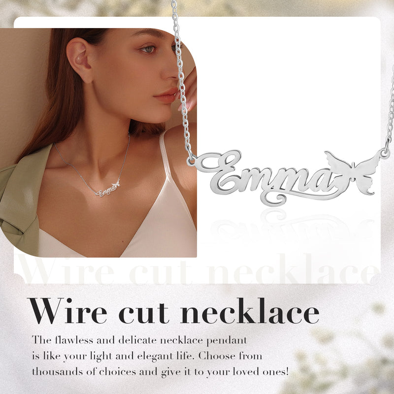 Custom Butterfly Name Necklace