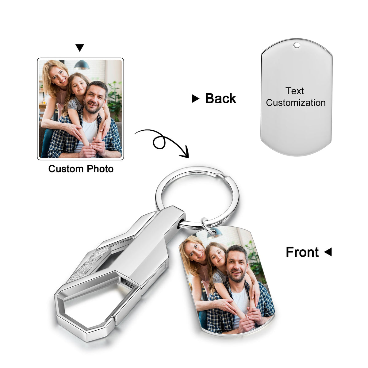 Custom Stainless Steel Photo Keychain