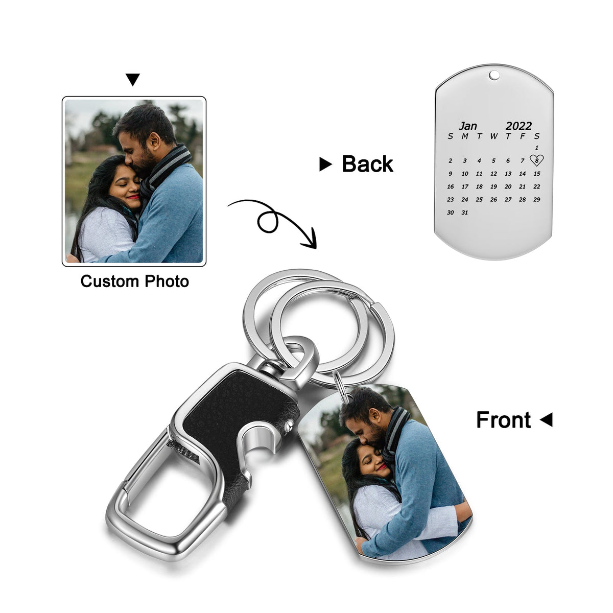 Custom Stainless Steel Photo Keychain