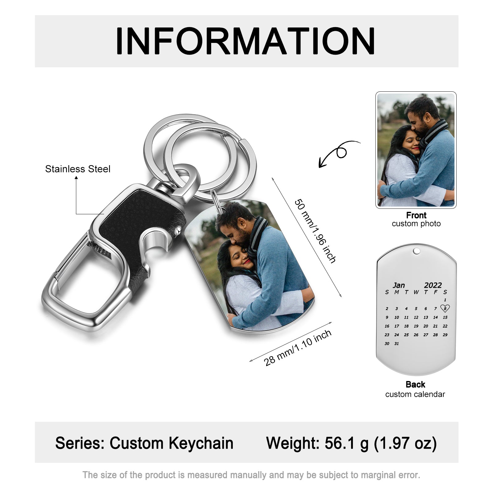 Custom Stainless Steel Photo Keychain