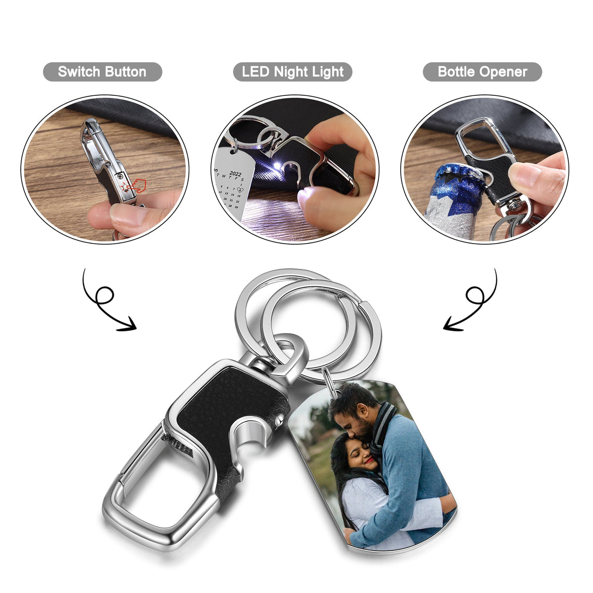 Custom Stainless Steel Photo Keychain