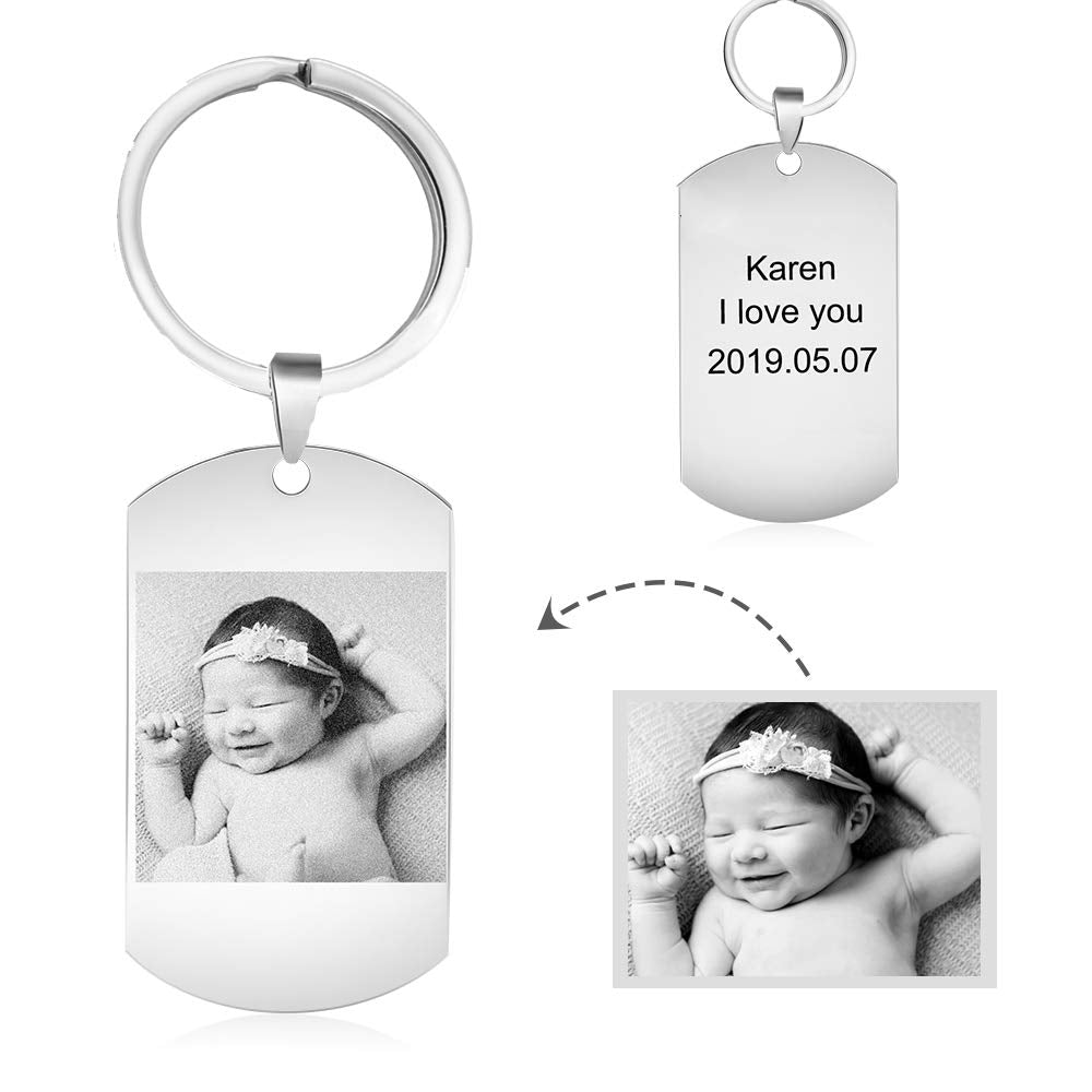 Custom Stainless Steel Photo Keychain