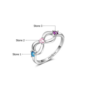925 Sterling Silver Infinity Ring with Birthstones