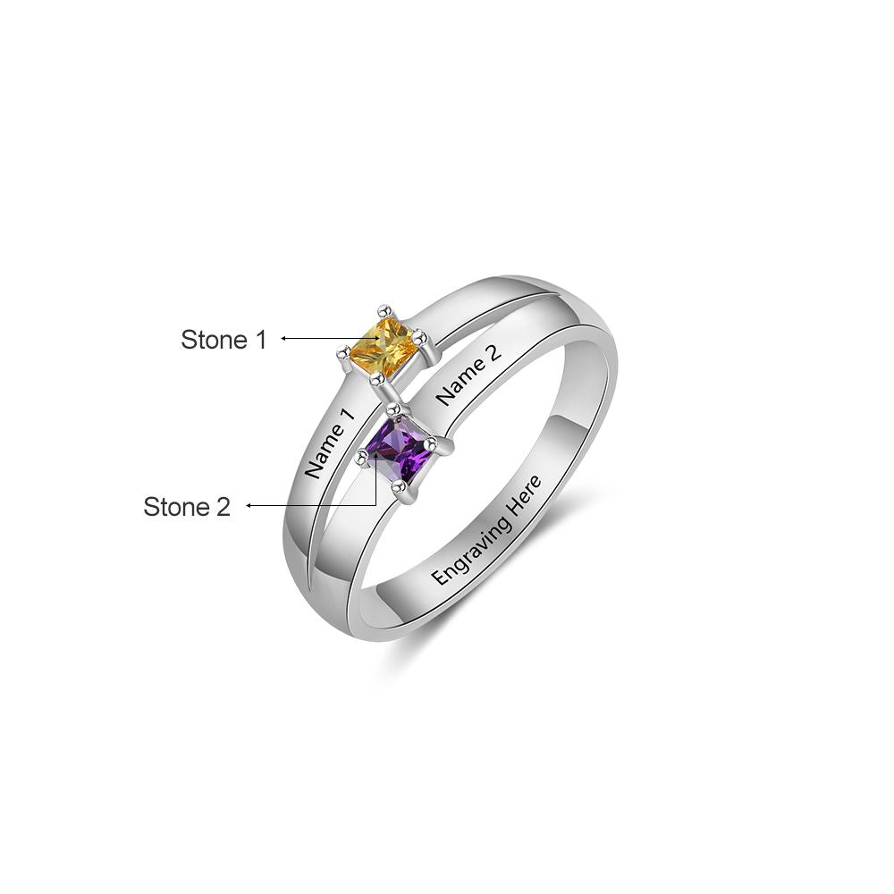 Custom Names 925 Silver Cubic Zirconia Rings