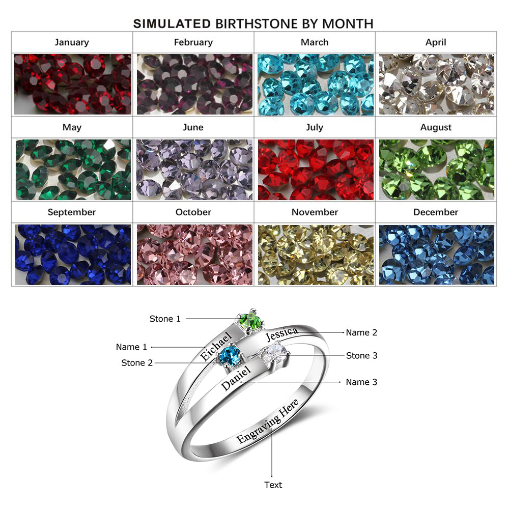 Engraved 925 Sterling Silver Birthtsone Ring