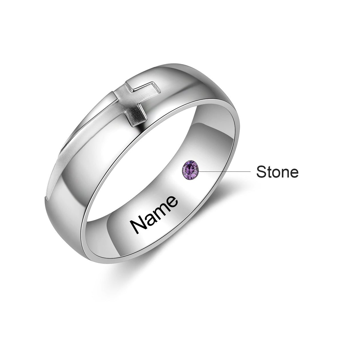 Engraved Stainless Steel Cross Couple Rings
