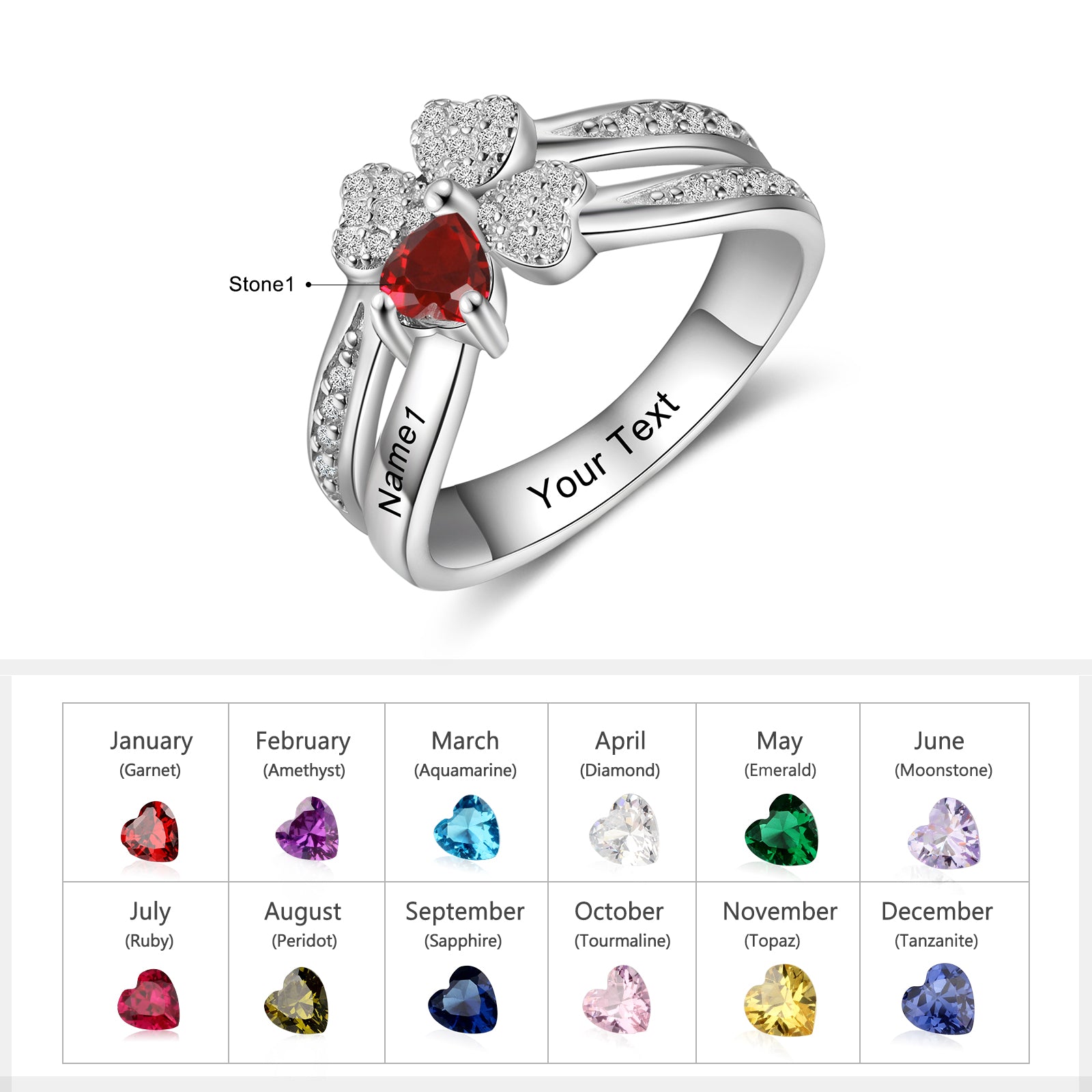 925 Sterling Silver Clover CZ Ring