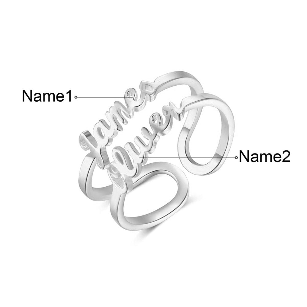Personalized Rhodium Plated Name Ring
