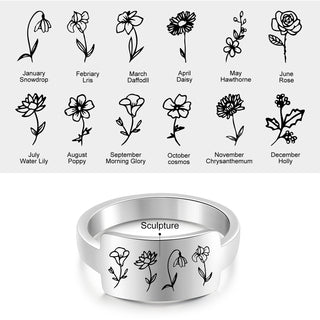 Custom One To Four Flower Birth Flower Ring