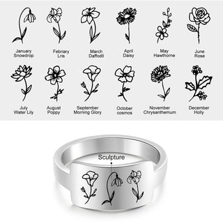 Custom One To Four Flower Birth Flower Ring