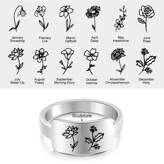 Custom One To Four Flower Birth Flower Ring