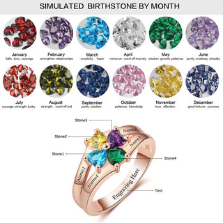 Engraved Name Birthstones Ring