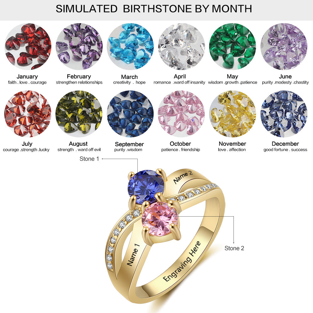 Custom S925 Birthstone Name Rings