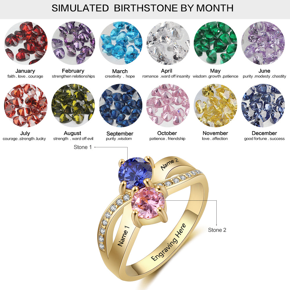 Custom S925 Birthstone Name Rings
