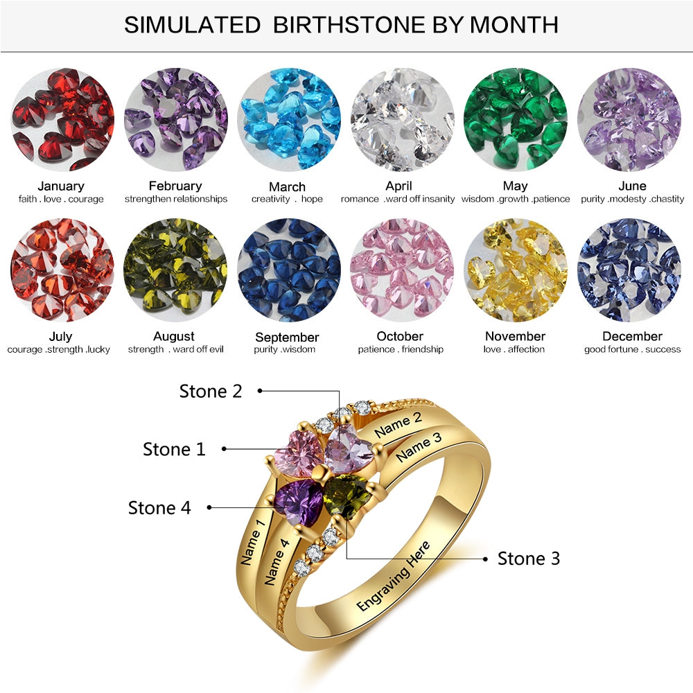 Cubic Zirconia Flower Rings with Names