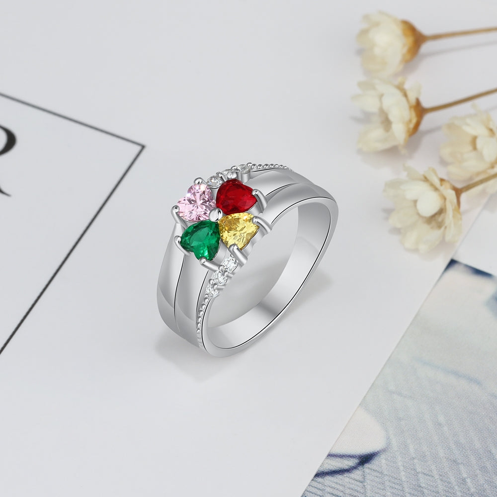 Cubic Zirconia Flower Rings with Names