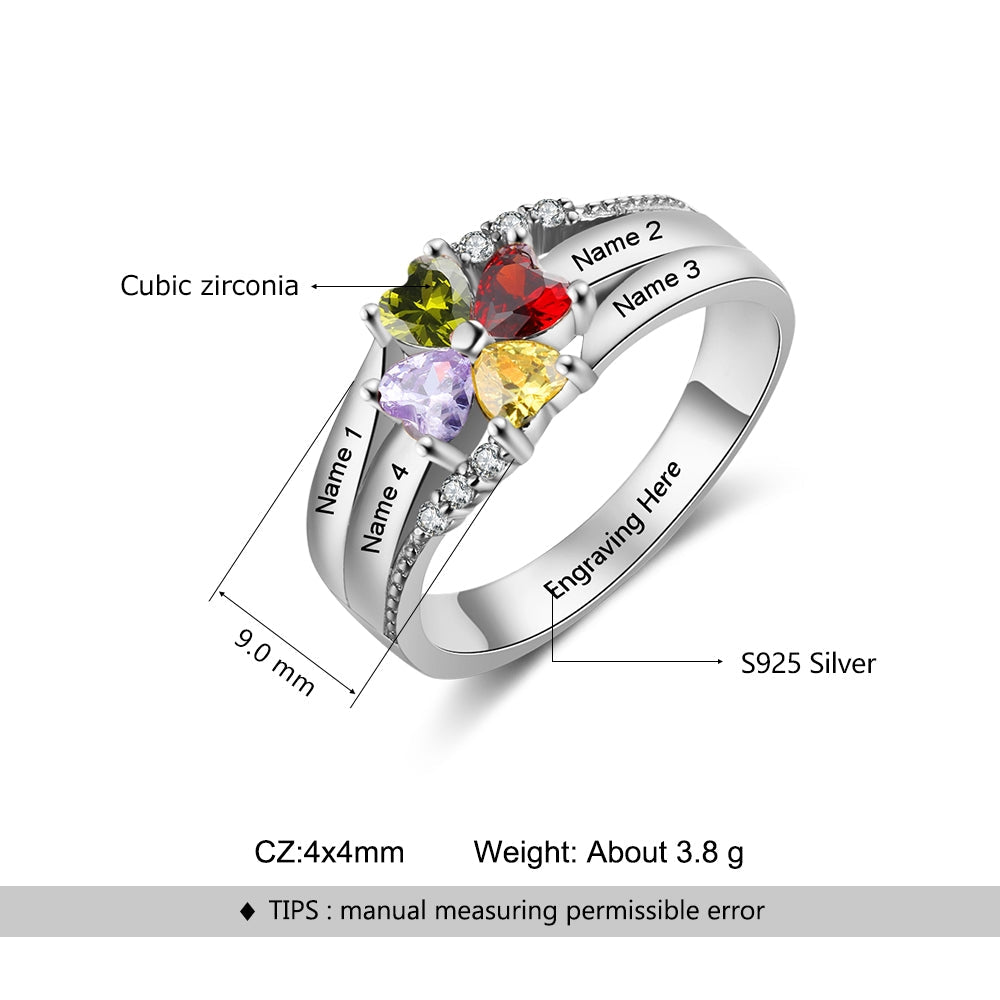 Cubic Zirconia Flower Rings with Names