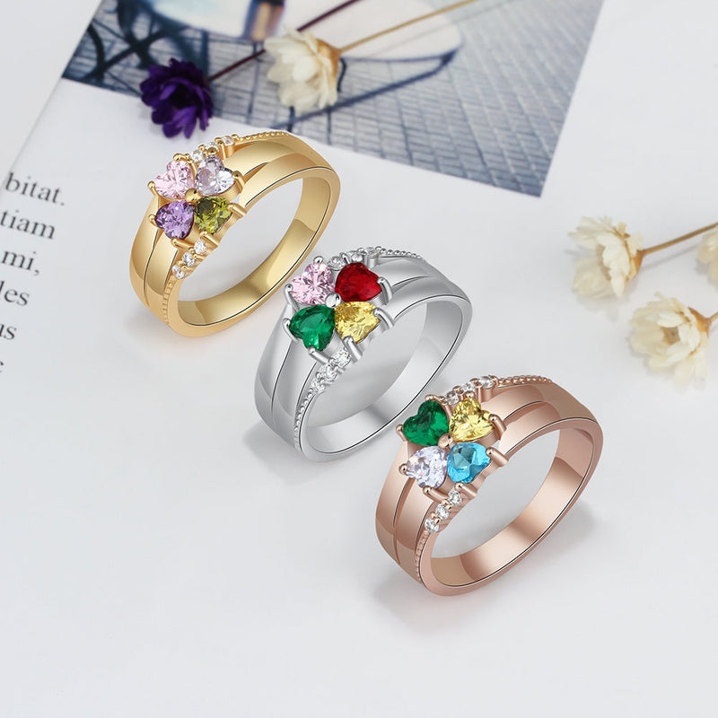Cubic Zirconia Flower Rings with Names
