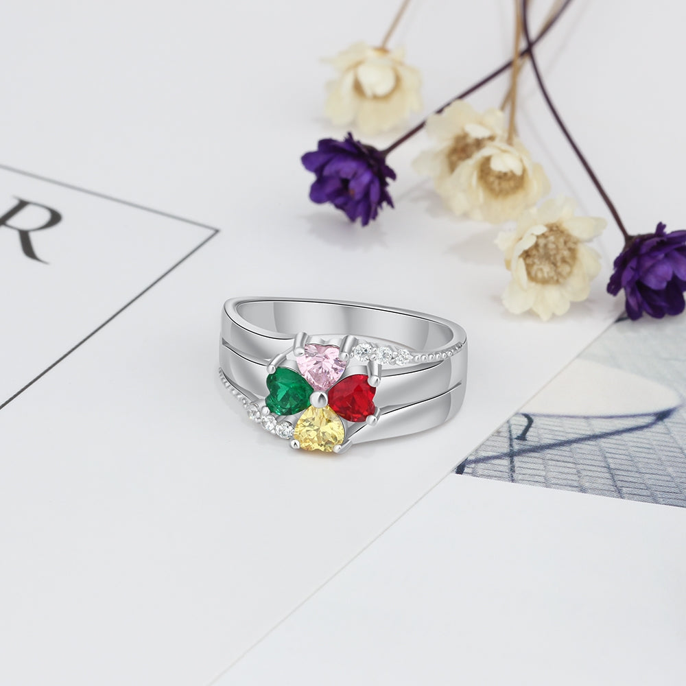 Cubic Zirconia Flower Rings with Names