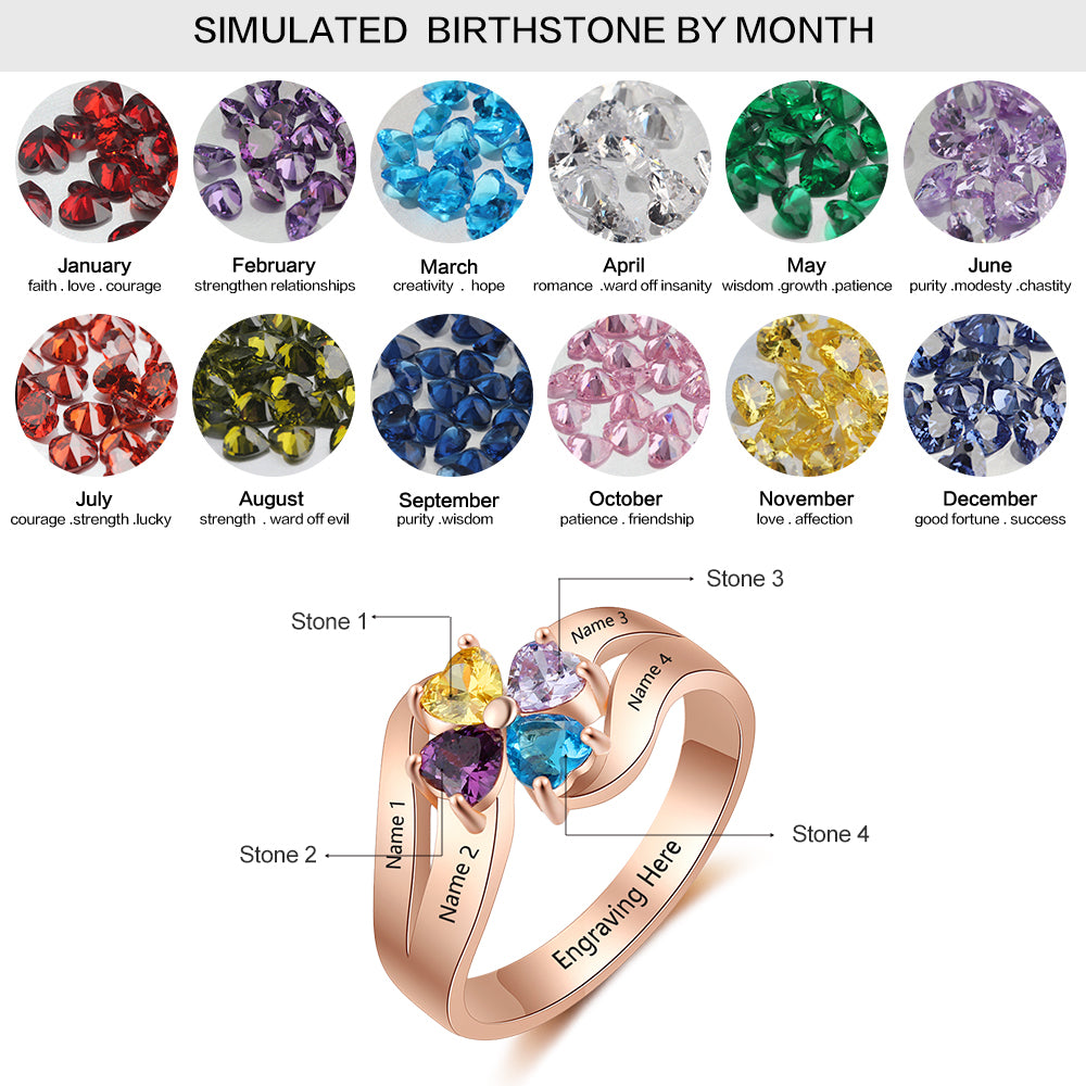 S925 Birthstone Flower Rings