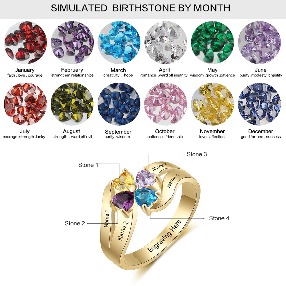 S925 Birthstone Flower Rings
