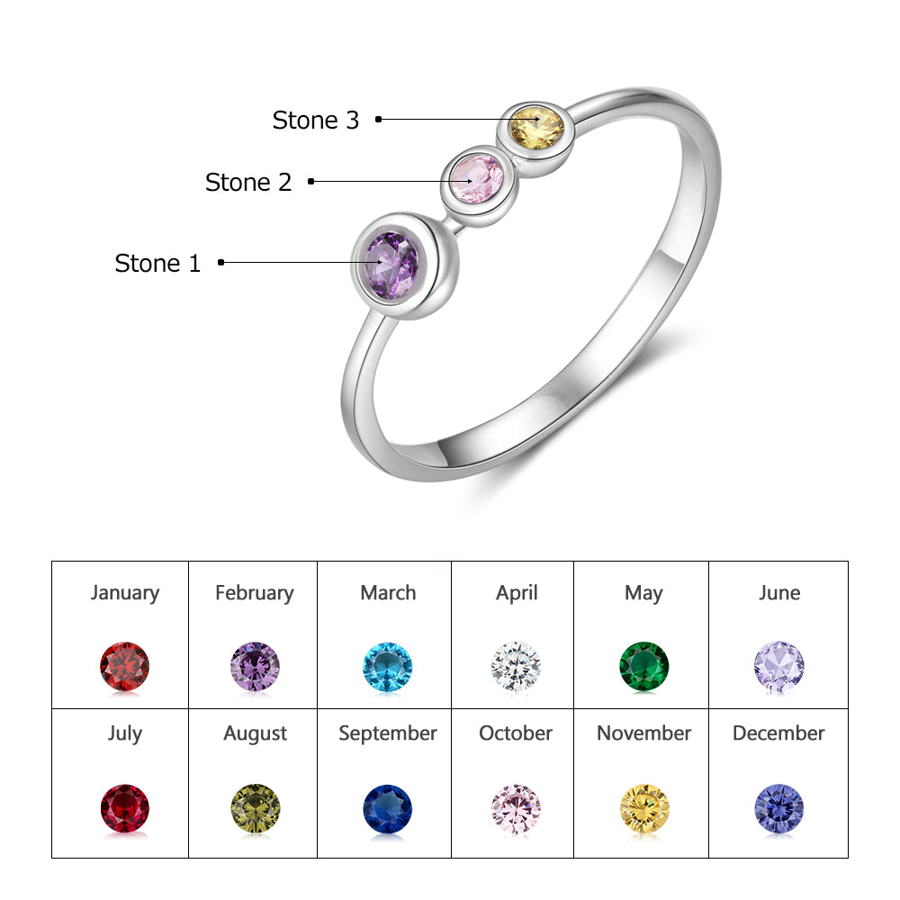 Custom 925 Sterling Silver Birthstones Rings