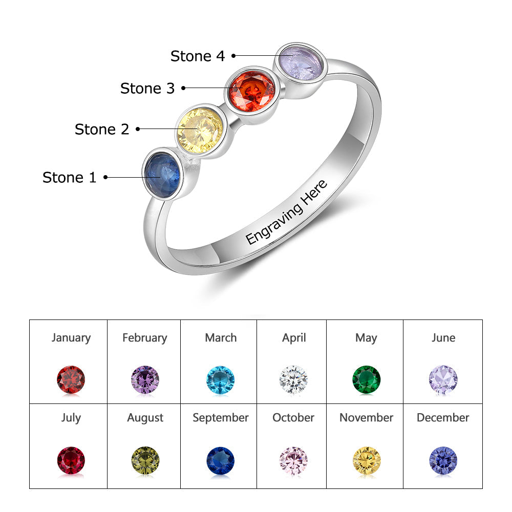 Custom 925 Sterling Silver Birthstones Rings